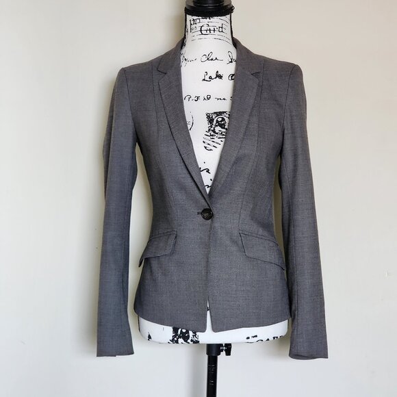 H&M Gray Tailored Fitted Blazer Single-Button Suit Jacket Blazer - Picture 3 of 9